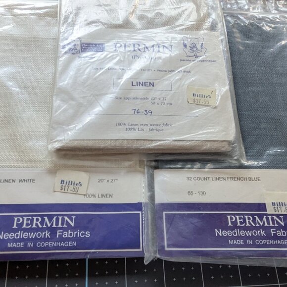 Permin 100% Linen Needlework Fabric - 3 Packs - Vintage New in Packs - Picture 2 of 4